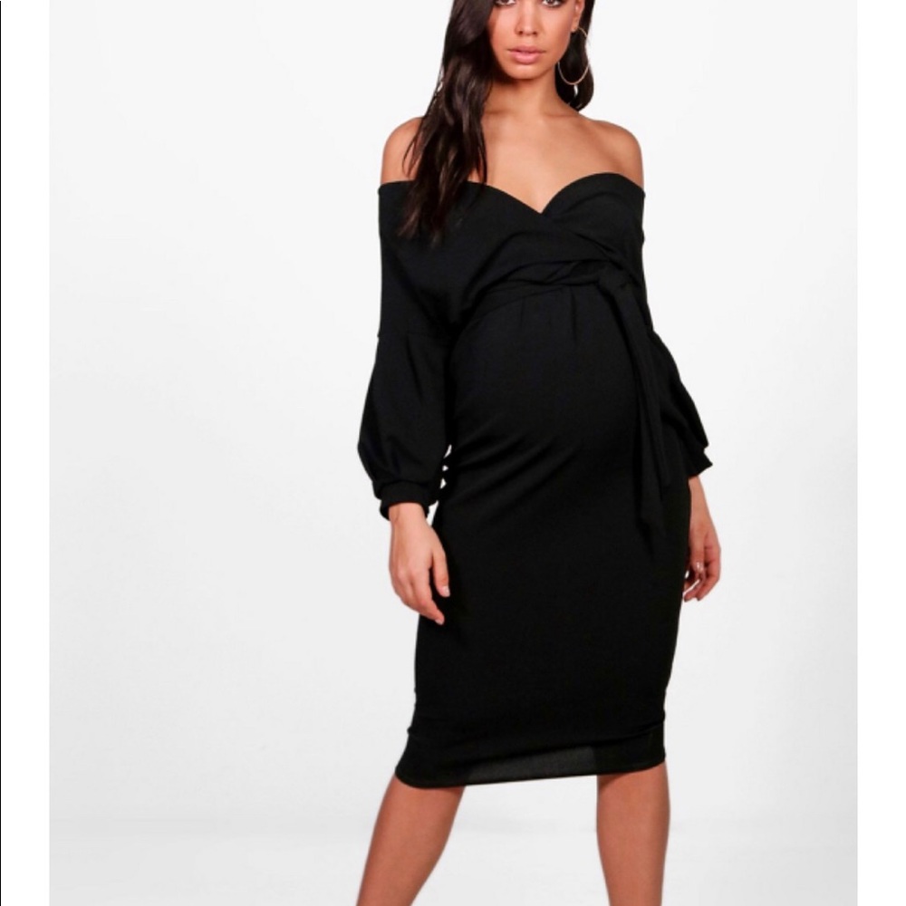 NWT Maternity Off The Shoulder Wrap Midi Dress